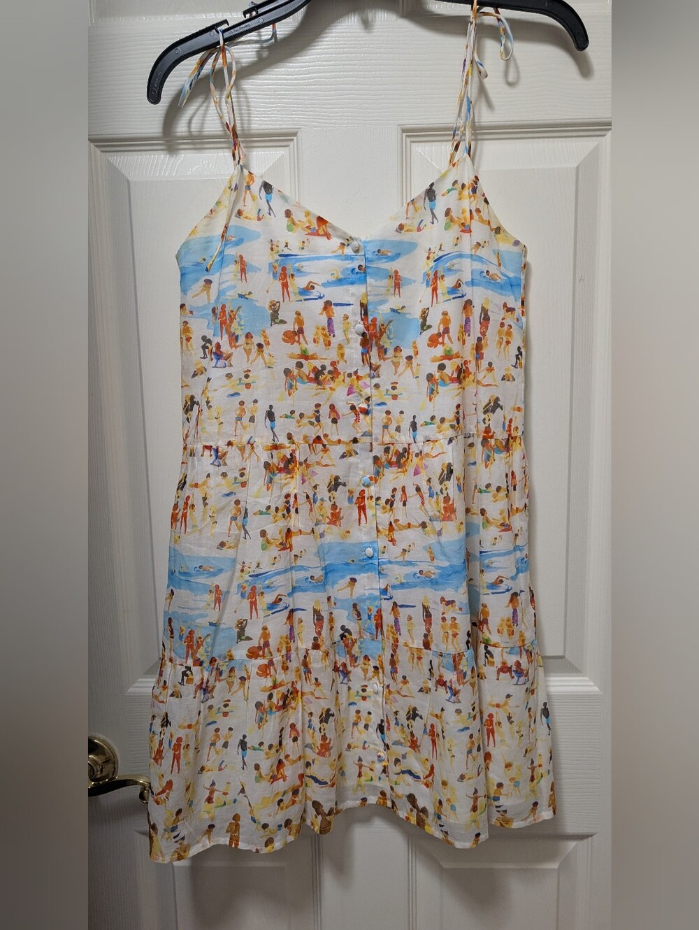 Sezane & G Kero Beach Scene Cotton Felicie Sun Mini Dress Size EU 36 US 4